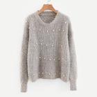 Shein Beaded Detail Drop Shoulder Sweater