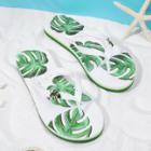 Shein Leaf Decorated Flip Flops