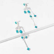 Shein Bar & Marble Pattern Detail Drop Earrings