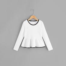 Shein Girls Contrast Trim Textured Peplum Top