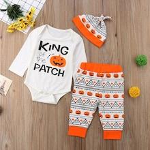 Shein Toddler Girls Halloween Letter Print Jumpsuit & Halloween Print Pants & Hat
