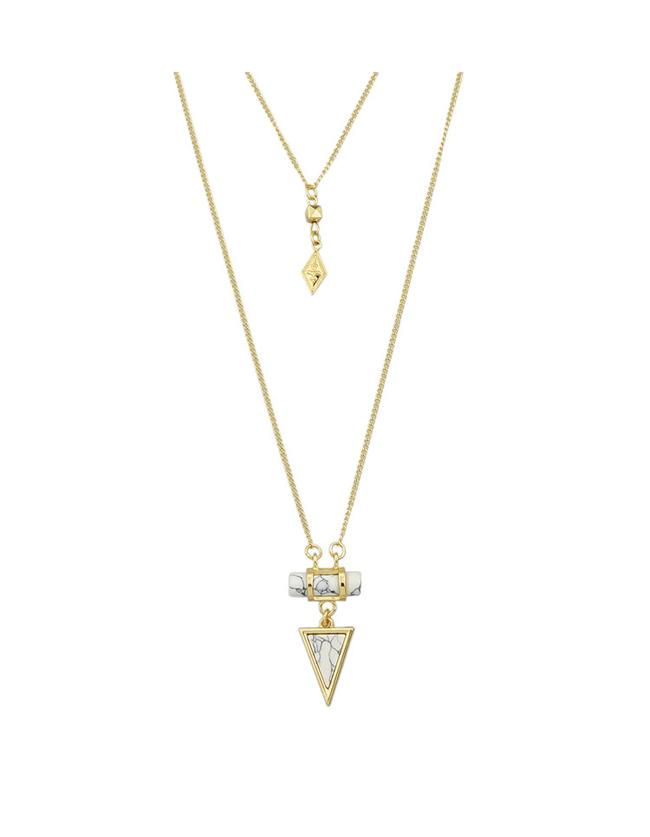 Shein White Two Layers Turquoise Pendant Necklace