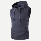 Shein Men Drawstring Sleeveless Solid Hoodie