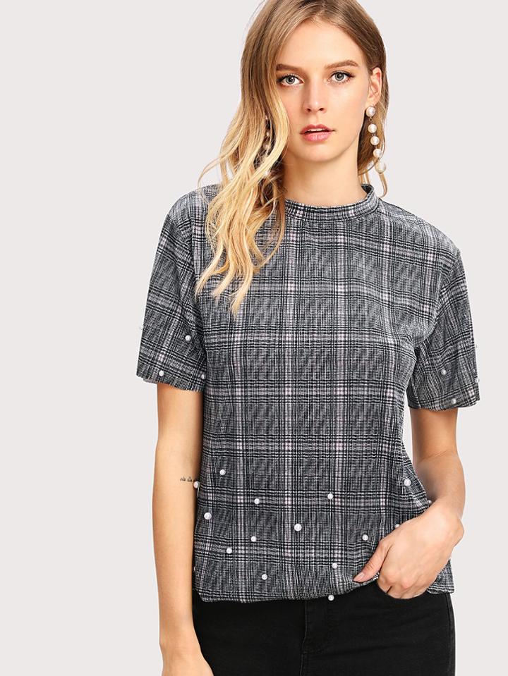 Shein Plaid Velvet Tee