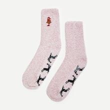 Shein Christmas Embroidery Socks 1pair