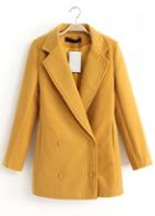 Rosewe Catching Yellow Turndown Collar Long Sleeve Coat With Button