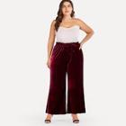 Shein Plus Frill Detail Wide Leg Solid Pant