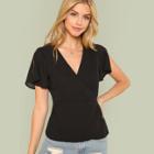 Shein Knot Side Overlap Blouse