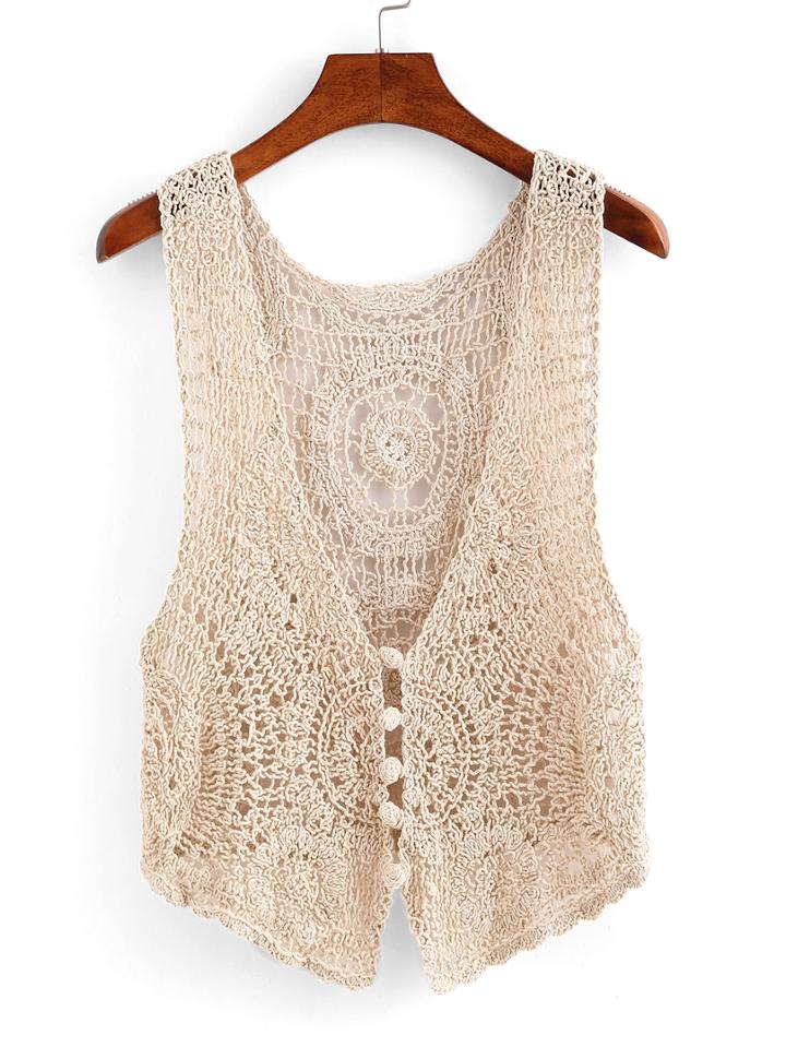 Shein Buttoned Front Crochet Vest