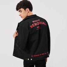Shein Men Letter Print Back Buttoned Jacket