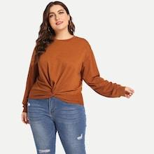 Shein Plus Twist Front Crop Pullover