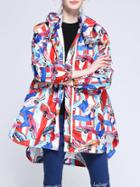 Shein Multicolor Cars Print High Low Hooded Coat