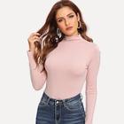 Shein Stand Collar Skinny T-shirt