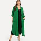 Shein Plus Notched Collar Roll Tab Sleeve Solid Coat