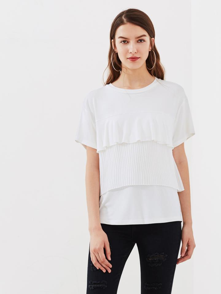 Shein Layered Pleated Flounce Tee
