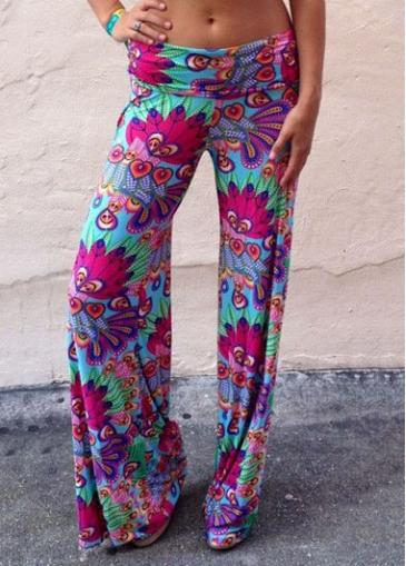 Rosewe Print Design Multicolored Low Waist Pants