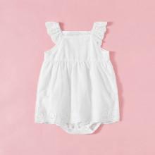 Shein Girls Eyelet Embroidered Plain Romper