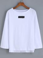 Shein White Dip Hem Letter Print T-shirt