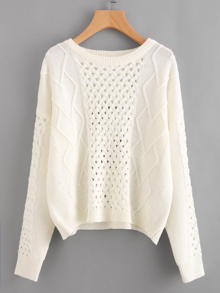 Shein Eyelet Mixed Knit Jumper