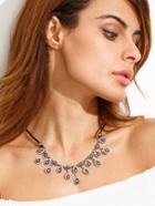 Shein Rhinestone Leather Rope Statement Necklace