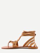 Shein Apricot Faux Leather Strappy Thong Sandals