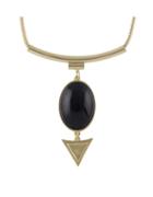 Shein Black Hanging Stone Pendant Necklace
