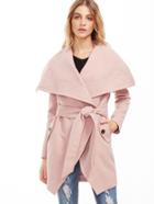 Shein Pink Oversized Drape Collar Wrap Coat