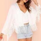 Shein Fringe Trim Dolman Sleeve Kimono