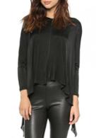 Rosewe Fabulous High Low Design Black Chiffon T Shirt