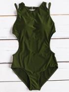 Shein Army Green Side Cutout Sexy Monokini