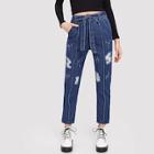 Shein Self Tie Ripped Jeans