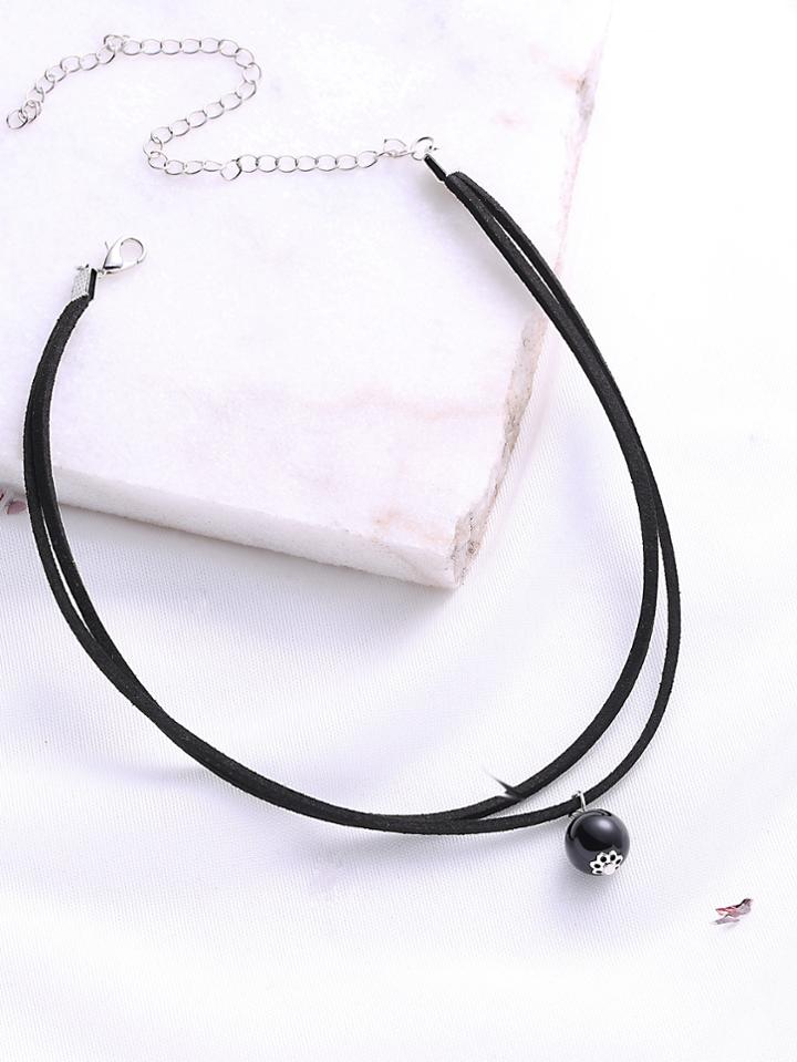Shein Faux Pearl Pendant Double Layered Choker