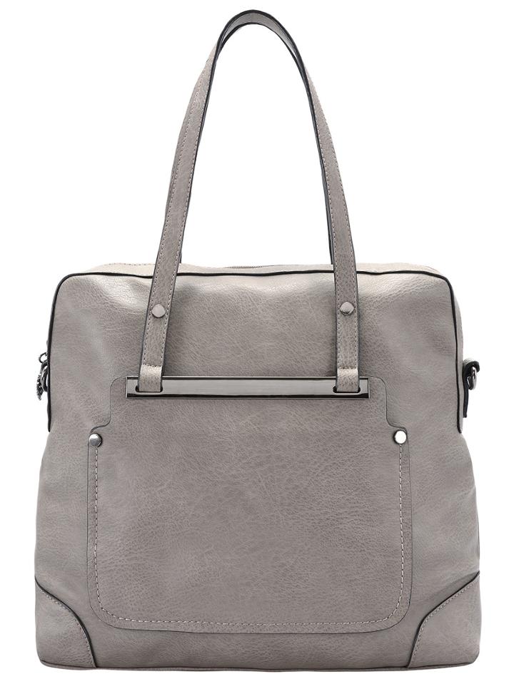 Shein Grey Classic Metal Embellished Pu Shoulder Bag