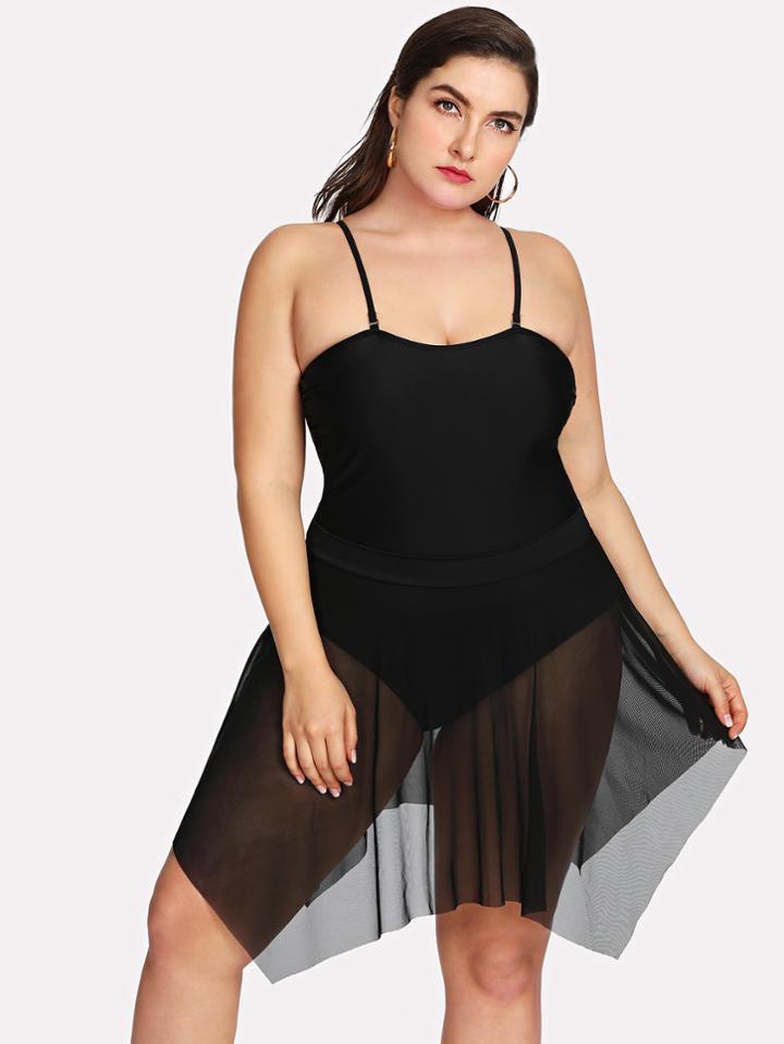 Shein Asymmetrical Mesh Swim Dress Set