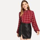 Shein Frilled Collar Grid Top