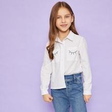 Shein Girls Dual Pocket Front Blouse