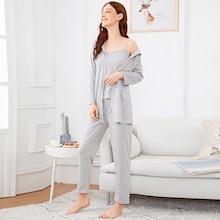 Shein Solid Cami Pajama Set With Hooded Robe