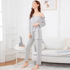Shein Solid Cami Pajama Set With Hooded Robe