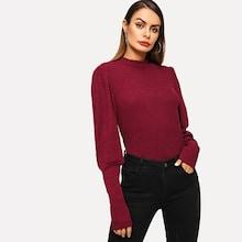 Shein Bishop Sleeve Rib-knit Tee