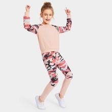 Shein Girls Camo Raglan Sleeve Pullover & Pants Set