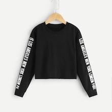 Shein Girls Lettering Tape Pullover