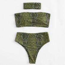 Shein Snakeskin Pattern Bikini Set With Choker