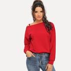 Shein Pearls Beaded Asymmetrical Neck Pullover