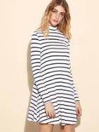 Shein Horizon Stripe Ribbed Knit Swing Dress