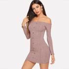 Shein Off The Shoulder Single Breasted Dress
