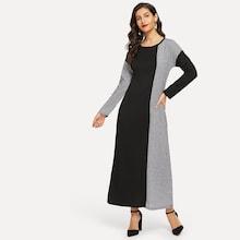 Shein Gingham Contrast Drop Shoulder Longline Dress