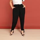 Shein Plus Slant Print Drawstring Waist Frilled Pants