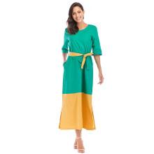 Shein Self Tie Waist Color Block Dress