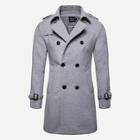 Shein Men Double Breasted Solid Coat