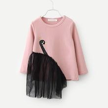 Shein Toddler Girls Contrast Mesh Swan Pattern Sweatshirt